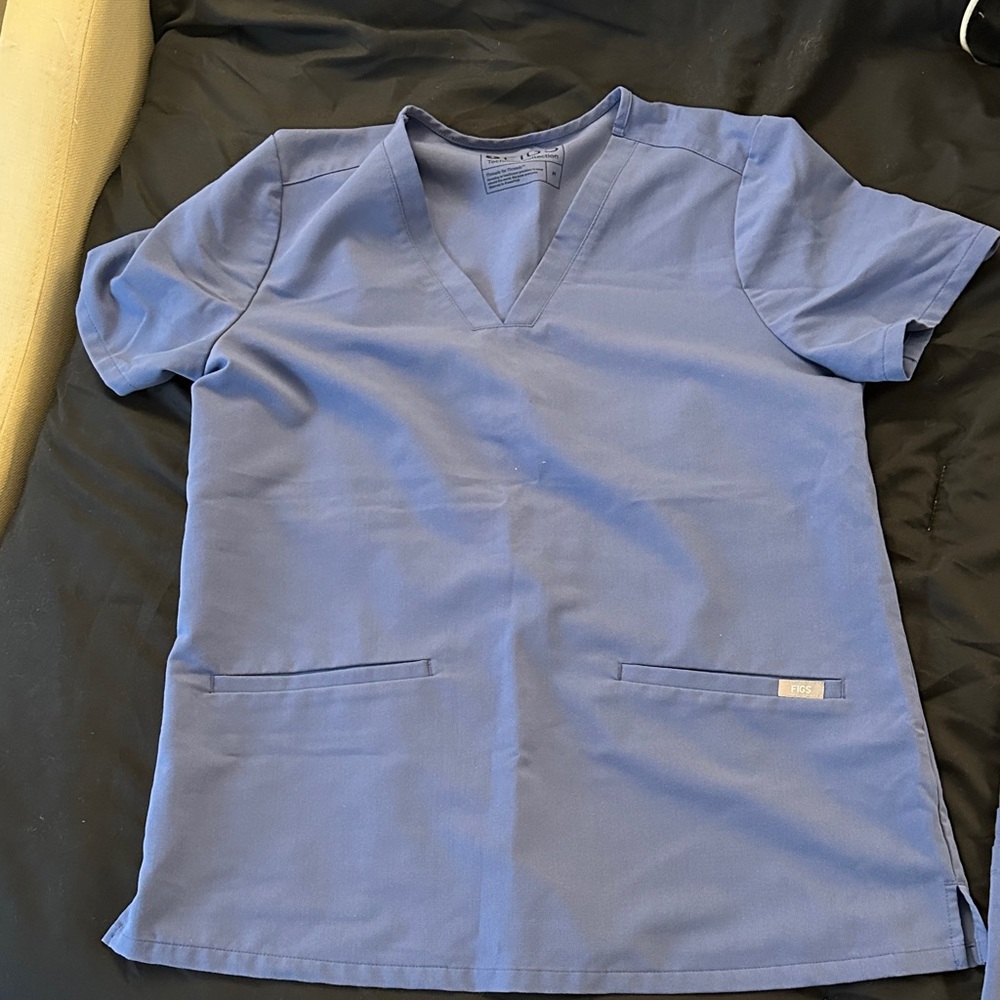 Figs Blue V-Neck Scrub Top